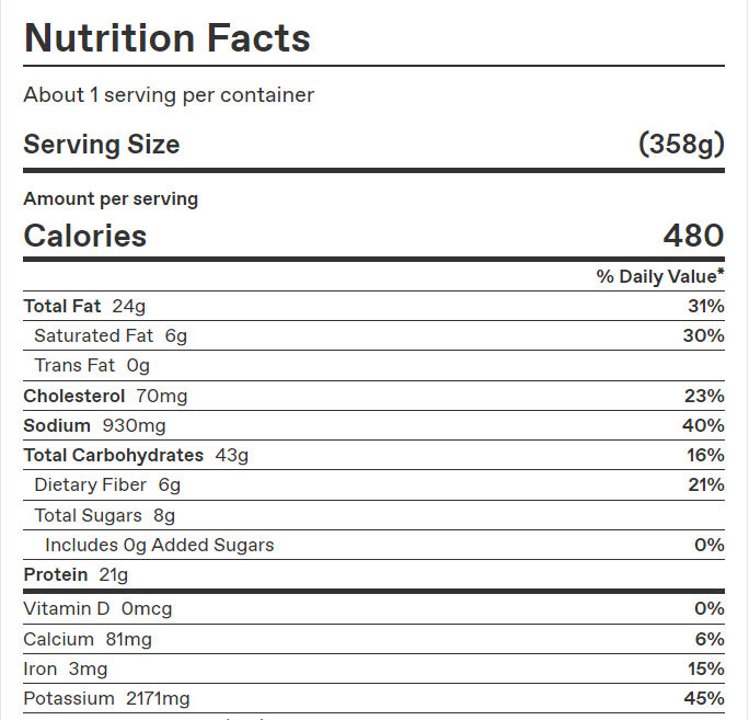 Sunday Supper Shredded Beef – Calories & Nutrition Facts