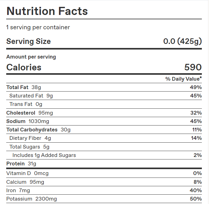 Herb-Slathered Pork Chop – Calories & Nutrition Facts
